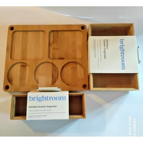 Brightroom Bamboo Drawer Organizer Set – 3 Pieces – Kitchen Bathroom Office - Picture 2 of 16